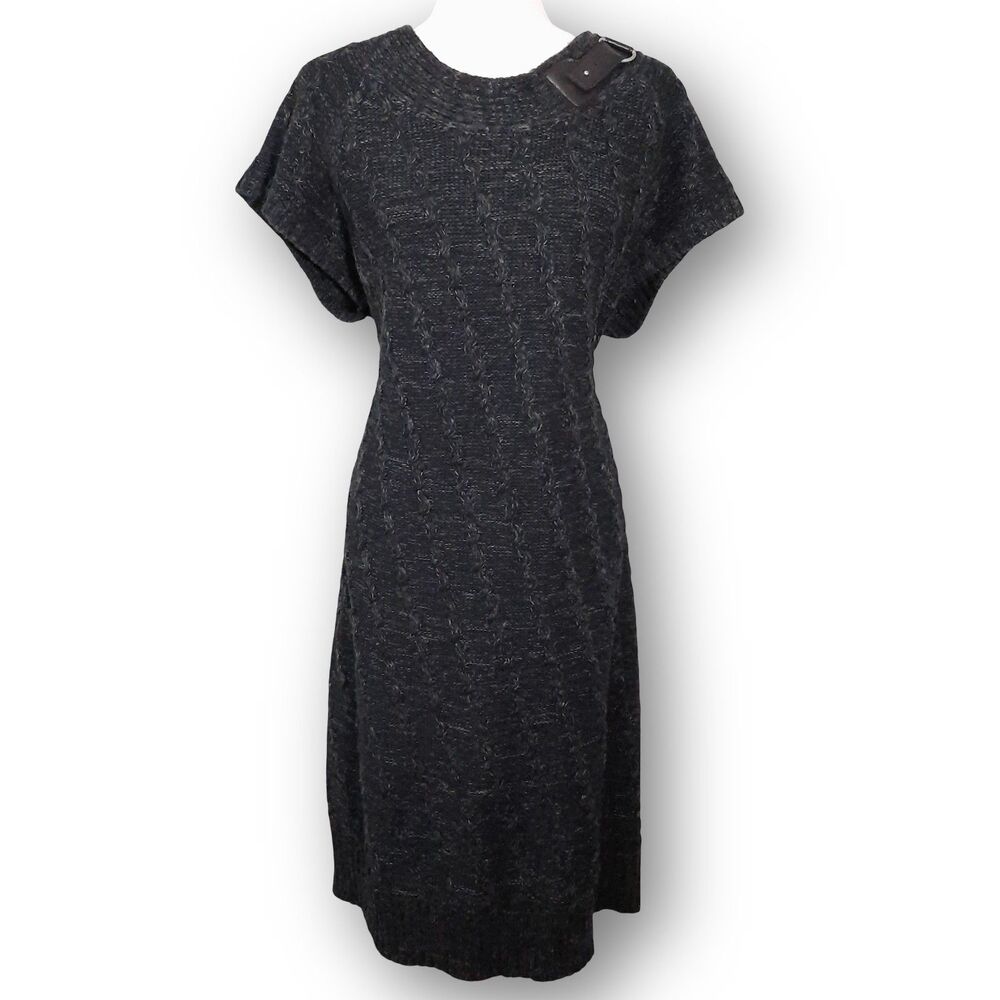 Dressbarn Sweater Dress SZ 18/SZ 20 Cableknit Midi Variegated Buckle Detail